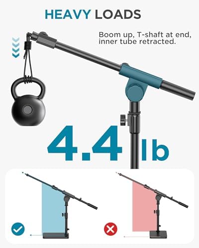 InnoGear Adjustable Desk Microphone Stand, Weighted Base with Soft Grip Twist Clutch, Boom Arm