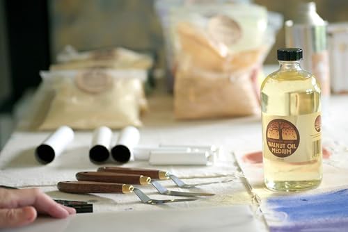 Natural Earth Paints Refined Walnut Oil – 8 oz. Premium Archival Medium for Oil Painting, Eco-Friendly, Non-Yellowing Binder for Smooth