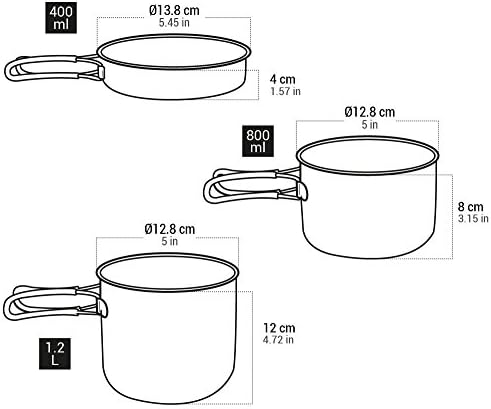 Keith Ti6014 Grade 1 Pure Titanium 3-Piece Pot and Pan Set