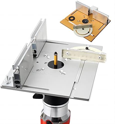 KETIPED Aluminium Router Table Insert Plate,Woodworking Benches Router Flip Plate W/Miter Gauge Guide Fence Sliding Brackets