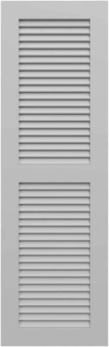 18"W x 60"H True Fit PVC Two Equal Louver Shutters, Unfinished (Per Pair - Hardware Not Included)