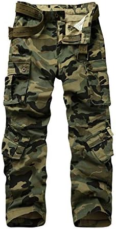 Mens Cargo Pants Camo Work Tactical Rip Stop BDU Casual Army Military Pants | 100% Cotton,Wear Resistant,Breathable,Sweat-absorbent,Men's Wild Cargo Pants with 8 Pockets,Relaxed Loose Fit Hiking Pants