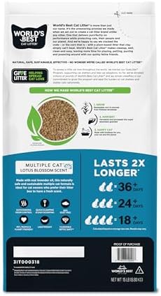 World's Best Cat Litter Lotus Blossom Scented, Odor Control, 32 lb Bag