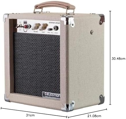 Monoprice 1x8 Guitar Combo Tube Amplifier with Celestion Super 8 Inch Speaker - Tan / Beige 5-Watt, 12AX7 Preamp