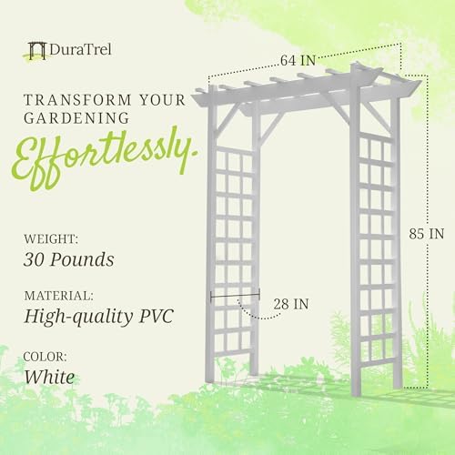 Dura-Trel Providence Arbor, Vinyl Garden Archway for Outdoors, 64" x 85"
