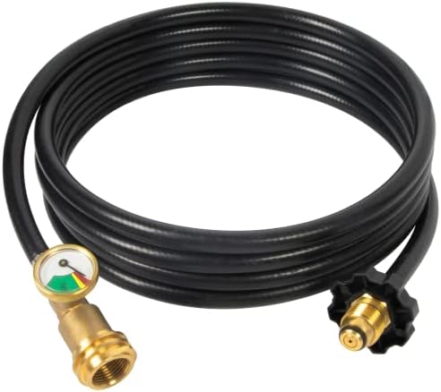 GASPRO 12 FT Propane Extension Hose with Gauge for 100lb Propane Tank, Also for RV, Gas Grill, Heater and Other Propane Appliances