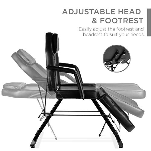 Best Choice Products 71in 3-Section Multipurpose Massage Bed, Spa & Salon Facial, Tattoo Chair w/Hydraulic Stool, Removable Headrest, Facial Cradle