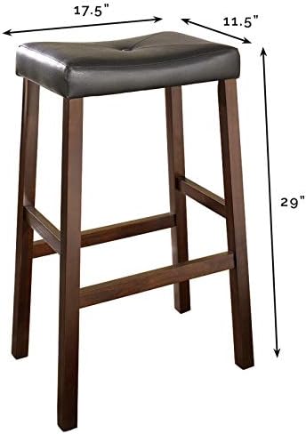 Crosley Furniture Upholstered Saddle Seat Counter Height Bar Stools Set of 2, Black, 24-inch