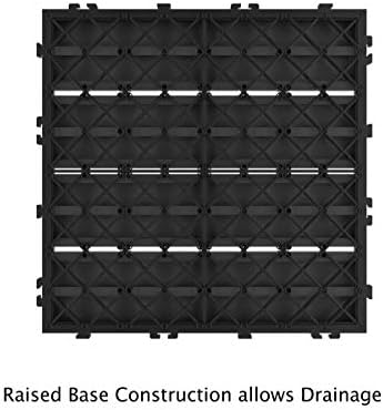 Interlocking Deck Tiles - 6-Pack Wood Plastic Composite Patio Tiles - Outdoor Flooring for Balcony, Porch, and Garage by Pure Garden (Dark Gray)