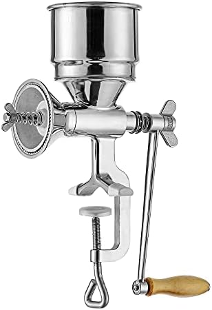 Moongiantgo Hand Grain Mill Manual Coffee Grinder Coarseness Adjustable Stainless Steel Hand Crank Grinding Tool with Table Clamp for Rice Spices