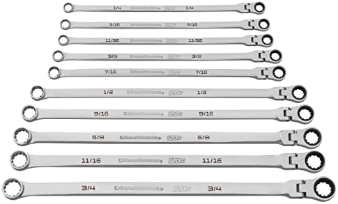 GEARWRENCH 10 Pc. 120XP Universal Spline XL Flex Head Gearbox Ratcheting SAE Wrench Set - 86142