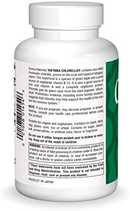 Source Naturals Yaeyama Chlorella, 200 mg, 600 Vegan Tablets | Green Superfood | Plant-Based B12*