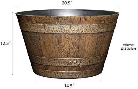 Whiskey Barrel Planter, 20.5", Distressed Oak