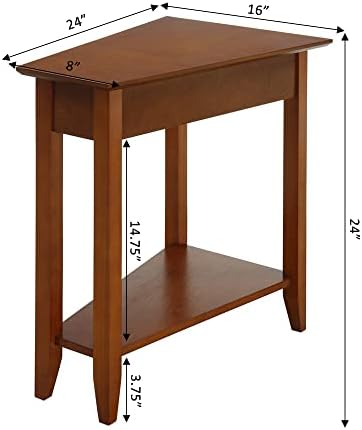 Convenience Concepts American Heritage Wedge End Table 24" - Classic Living Room Table with Storage Shelf, Side Table for Family Room, Bedside Table, Espresso