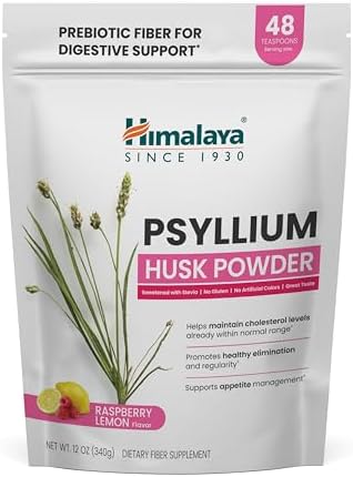 Himalaya USDA Organic Psyllium Whole Husk Powder, Natural Daily Fiber Supplement, Regularity, Appetite Management, Non-GMO, 56-Tablespoon Supply, Unflavored, 12 Oz