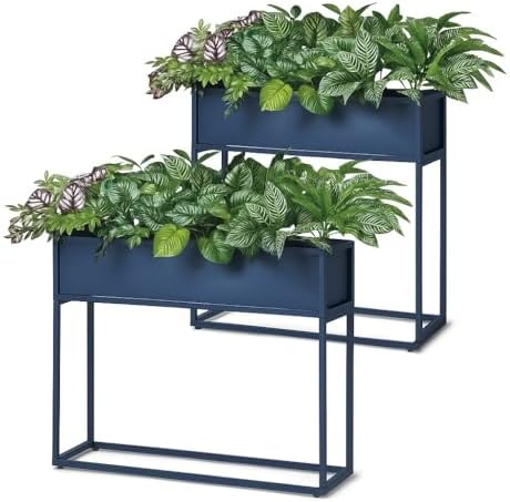 Cocoyard Metal Elevated Planter Box - 28" Raised Garden Bed with Legs for Indoor and Outdoor - Tall Rectangle Planter with Felt Liner
