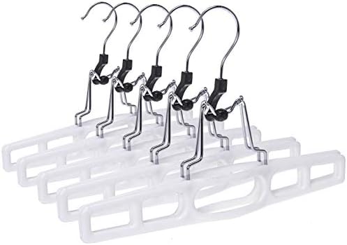Quality Hangers 10 Pack Premium Skirt Hangers - Thin Space Saving Pant Hangers Set with Clamp, Shorts Hangers with Heavy Duty Locking Clasp