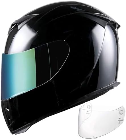 1Storm Motorcycle Full Face Helmet Skull King Matt Black + One Extra Clear Shield: HJK311