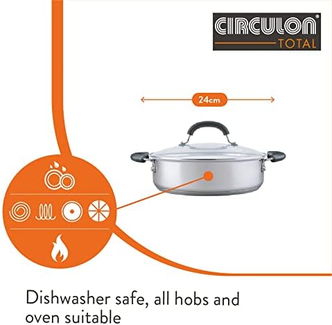 Circulon - Total - Saute Pan with Lid 28cm - Durable Non Stick - Hard Anodised - Induction - Oven and Dishwasher Safe - Lifetime Guarantee