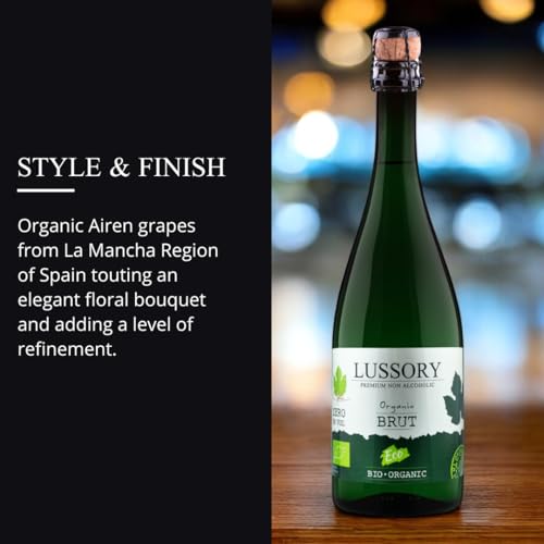 Lussory Organic Merlot Dealcoholized 0.0% Non Alcoholic Wine Red From Spain, Low Calories, Organic, Vegan (750ml, 1 Bottle)