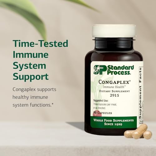 Standard Process Inc. Congaplex - Thymus Gland Support Supplement - Immune Health with Calcium Lactate, Magnesium, Vitamin C & Vitamin A - Immune System Aid with Mushroom Powder - 150 Capsules