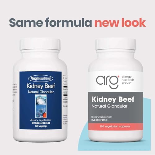 Allergy Research Group NutriCology Kidney Beef - 500 mg Bovine Kidney Glandular Supplement - Freeze-Dried Organ Extract - Renal & Glandular Support