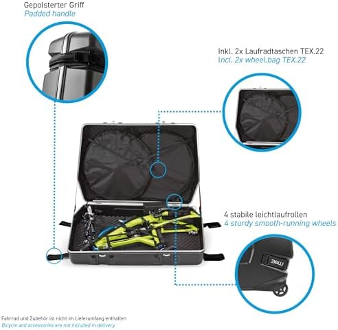 B&W Bike Case 2.0 Hard Shell Bike Travel Case - ABS Shell with Aluminum Rim - Road, Triathlon, Mountain Bikes up to 29 Inch - Frame Suspension