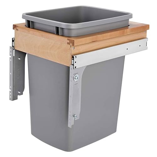 Rev-A-Shelf Top Mount Double Pullout Under Cabinet 35 Quart Kitchen Trash Cans, 150 Pound Rated Full-Extension Slides, 4WCTM-18DM2-419-FL