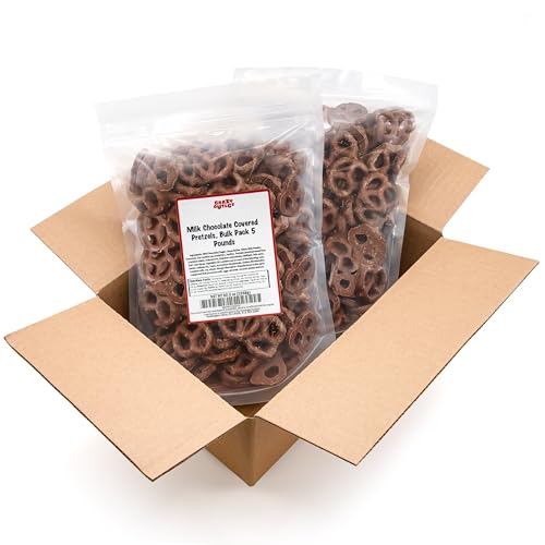 Milk Chocolate Pretzels, Sweet & Salty Snack - 5 Lb Pack | Chocolate-Covered Pretzels for Office Bowls, Snacking, and Gifting