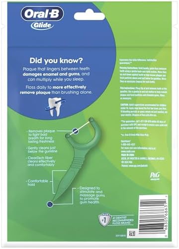 Oral-B Complete Glide Dental Floss Picks Plus Scope Outlast, Long Lasting Mint, 75 Dental Floss Picks, (12-Pack)