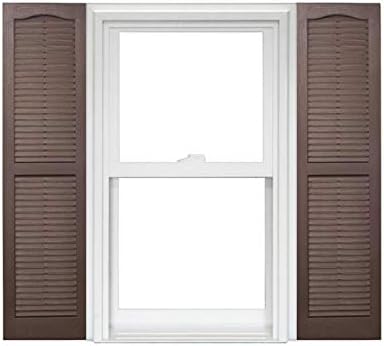 Homeside Open Louver Vinyl Shutters (1 Pair) 14-1/2in. x 43in. - 022 Chocolate - Premium Exterior Vinyl | Classic Slatted Design | Fade-Resistant