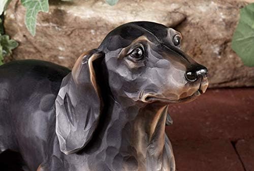 Touch of Class Morning Walk Dachshund Table Sculpture - Resin - Black, Grown - Weiner Dog Statue for Bedroom, Living Room, Office, Garden, Patio