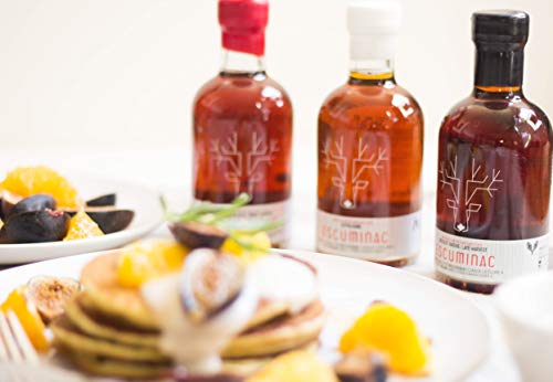 Escuminac Canadian Maple Syrup Variety Set, Including our 3 Harvests Extra Rare, Great Harvest, Late Harvest. 3 X 6.8 fl oz, 100% Pure & Organic