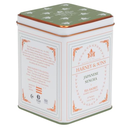 Harney & Sons Classic Japanese Sencha Green Tea, 20 Sachets in Tin | Japanese sencha green tea from Shizuoka with a smooth, fresh flavor. Contains caffeine.