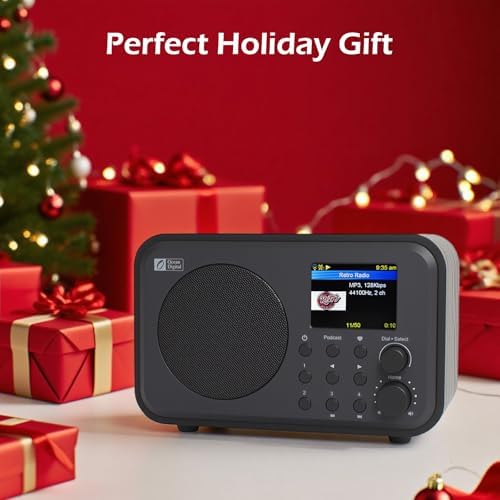 Ocean Digital WR-336M Wi-Fi Internet FM Radio, Bluetooth Speaker, Podcast, 2.4” Color Display, USB Playback, Dual Alarm Clock, Sleep Timer, Dimmer