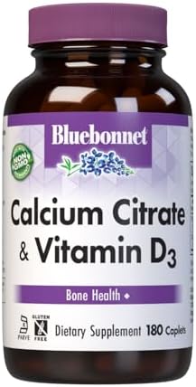 Bluebonnet Calcium Citrate with Vitamin D3 - Daily Bone Health & Strength Plus Immune Support* 1000mg Calcium Supplement for Women & Men - Non-GMO