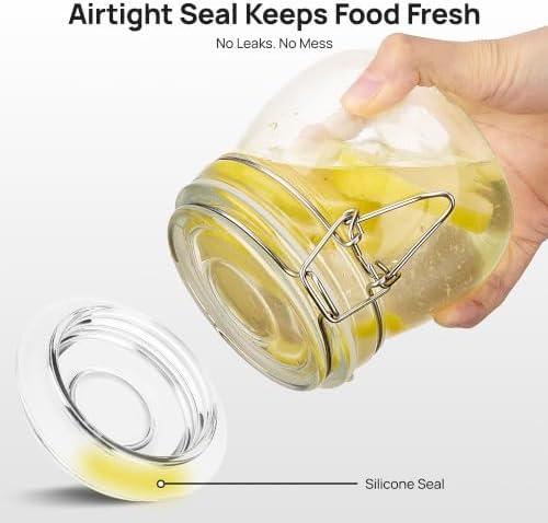 Vtopmart 78oz Glass Food Storage Jars with Airtight Clamp Lids, 3 Pack