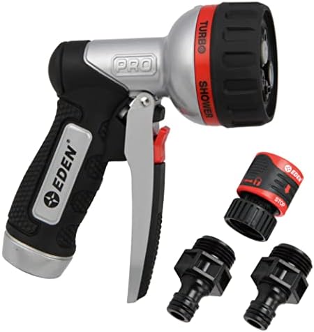 Eden Metal 7-Pattern Hose Nozzle: Thumb Control, Heavy-Duty Zinc Alloy