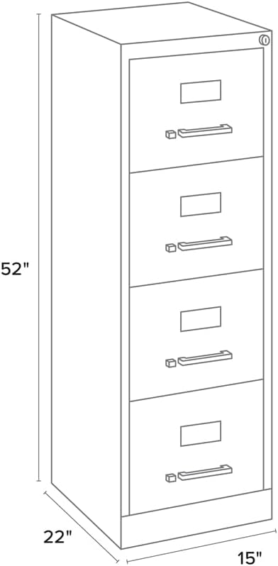 Scranton & Co 22" 4-Drawer Metal Letter Width Vertical Filing Cabinet in Beige, Lockable, Sturdy Steel Construction, Office or Home Use, Durable Letter Size File Storage