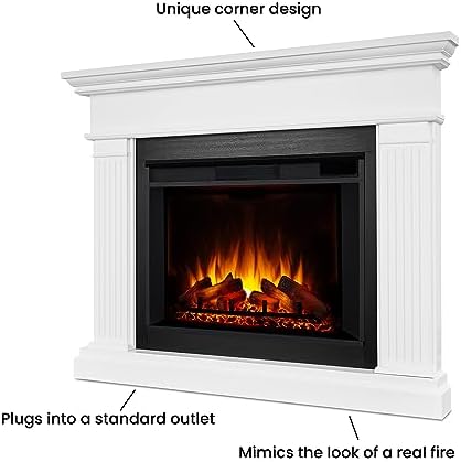 Real Flame Kennedy Grand Corner Electric Fireplace with Mantel for Living Room or Bedroom, Replaceable Fireplace Insert Heater