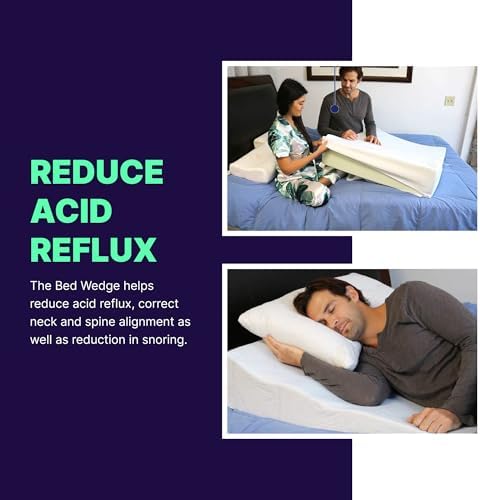 Acid Reflux Wedge Pillow for Sleeping & Sitting – Elevating Memory Foam Pillow for GERD Relief, Snoring, & Back Pain (Side Sleeping Wedge