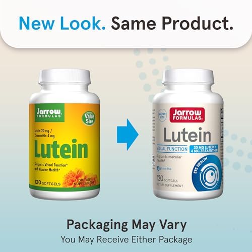 Jarrow Lutein 20 mg with Zeaxanthin, Visual Function Support, 120 Softgels | Dietary Supplement For Visual Function And Macular Health Support