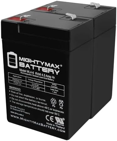 Mighty Max Battery ML4-6 - 6 Volt 4.5 AH, F1 Terminal, Rechargeable SLA AGM Battery