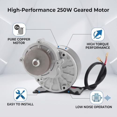 12V Geared Motor,250W high Torque Efficiency,DC Motor,Belt Pulley System for DIY Projects Industrial Machinery and Automotive Repairs