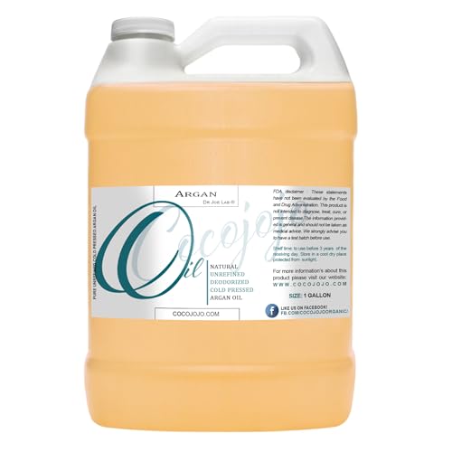 Dr Joe Lab Argan Nut Oil Deodorized 128 oz Pure Moroccan Unrefined Unscented Cold Pressed Extra Virgin 1 Gallon - for Hair Skin Body Nail