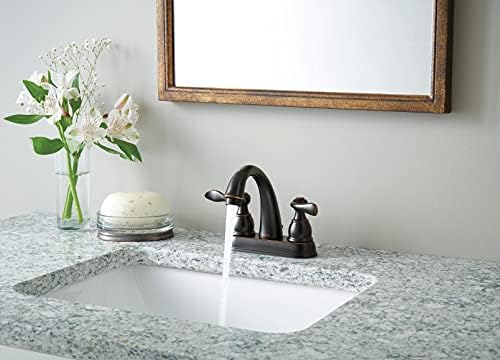 Delta Windemere Centerset Oil Rubbed Bronze Bathroom Faucet, 4 Inch 3 Hole Bathroom Sink Faucet for Vanity, Metal Push-Pop Drain Assembly