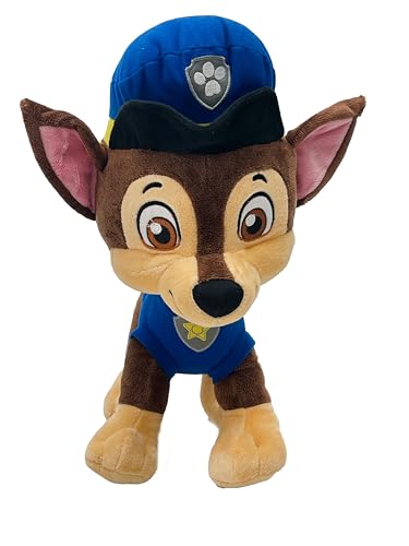 Paw Patrol Chase Blue Soft Plush Cuddle Pillow with Embroidered Details Character Decorative for Kids, Cozy and Huggable Plush for Playtime, Travel