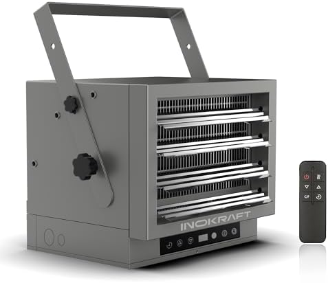 InoKraft 7500W Electric Garage Heater with Remote, Ceiling Mount Fan Forced Shop Heater with Digital Thermostat