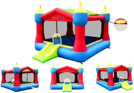 Bounceland Inflatable Party Castle Bounce House Bouncer, 16 ft L x 13 ft W x 10.3 ft H, Basketball Hoop, Removable Sun Roof, UL Strong Blower included