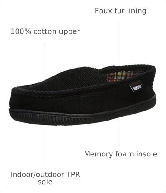 Muk LUKS Men's Corduroy Moccasin with Flannel Lining